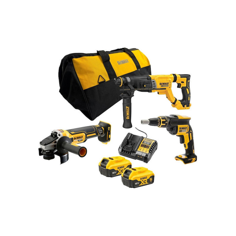 Dewalt DCK366P2 Σετ Κρουστικό Σκαπτικό, Τροχός, Κατσαβίδι Γυψοσανίδας 18V 2X5Ah