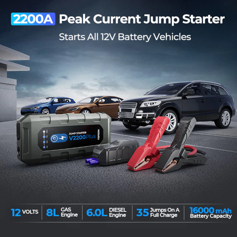 Alternative view of Topdon V2200PLUS Φορητός Εκκινητής & Τεστ Μπαταρίας 2200Α 16000mah