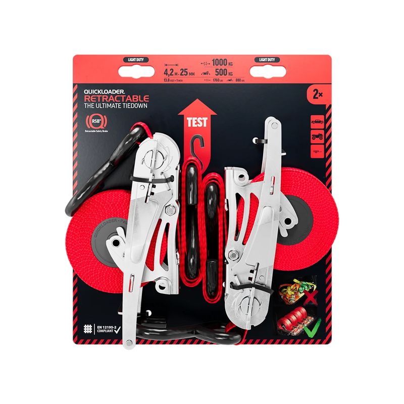 Quickloader QL800LD Twin Pack Ιμάντας Πρόσδεσης Αυτόματης Επαναφοράς 4,2m x 25mm 400/800kg 2ΤΜΧ